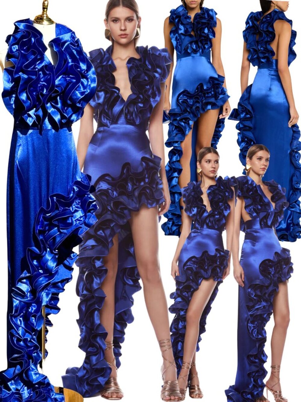 🆕 BRONX & BANCO 🧿 NWOT Aurora Cobalt Blue Gown, Sz L / US 8